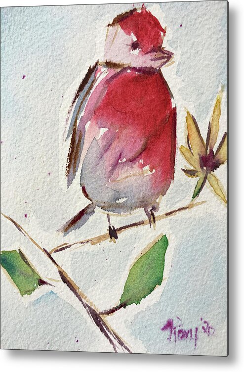 Finch Metal Print featuring the painting Fat little Finch by Roxy Rich