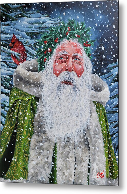 Father Christmas Metal Print featuring the painting Father Christmas by Shawn Conn
