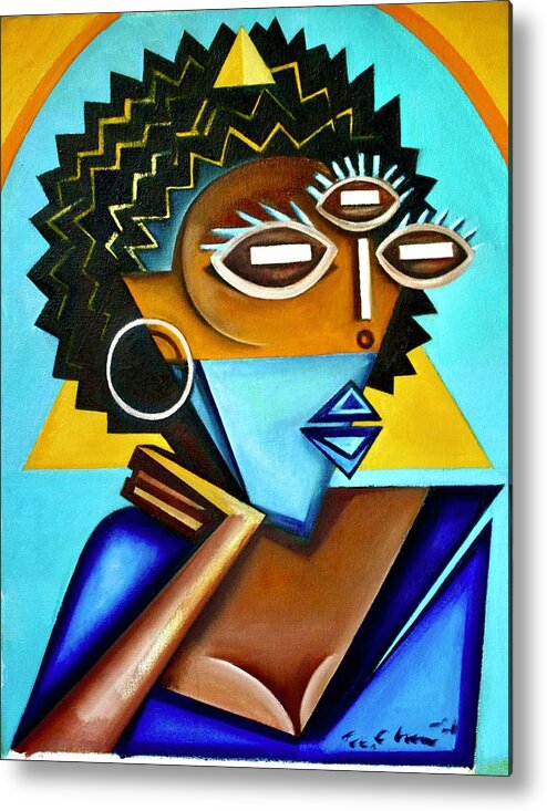 Bell Hooks Metal Print featuring the painting Feminist Monolith / a portrait of bell hooks by Martel Chapman