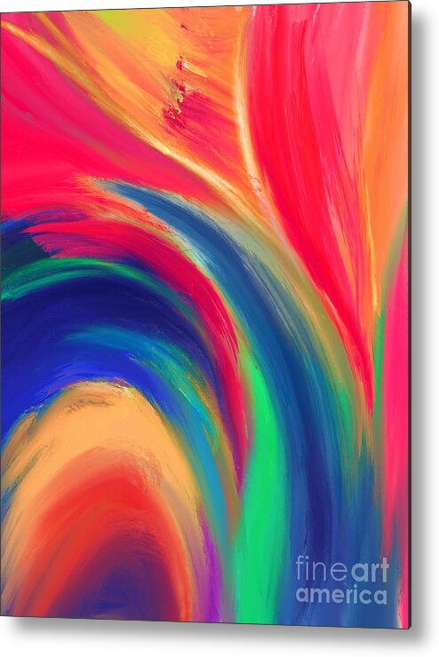 Abstract Metal Print featuring the digital art Fiery Fire - Modern Colorful Abstract Digital Art by Sambel Pedes