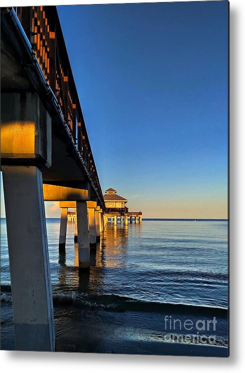 Fort Myers Metal Print featuring the photograph Fishing Pier Fort Myers Beach Early In The Morning by Claudia Zahnd-Prezioso