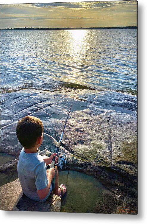 Boy Metal Print featuring the photograph Fishing by Robert Dann