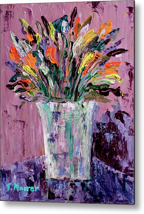 Flowers Metal Print featuring the painting Flowers For Amy by Teresa Moerer