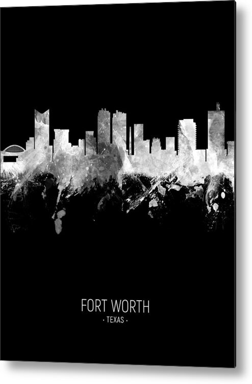 Fort Worth Metal Print featuring the digital art Fort Worth Texas Skyline #06 by Michael Tompsett