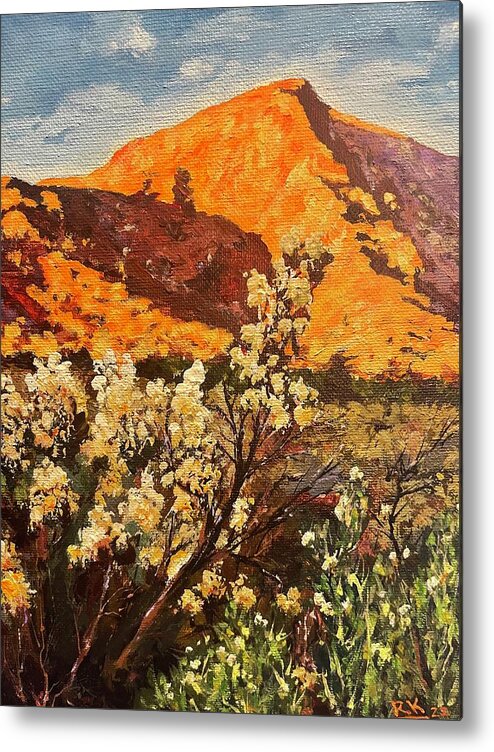 Landscape Metal Print featuring the painting Fortuna mountain 2 by Ray Khalife