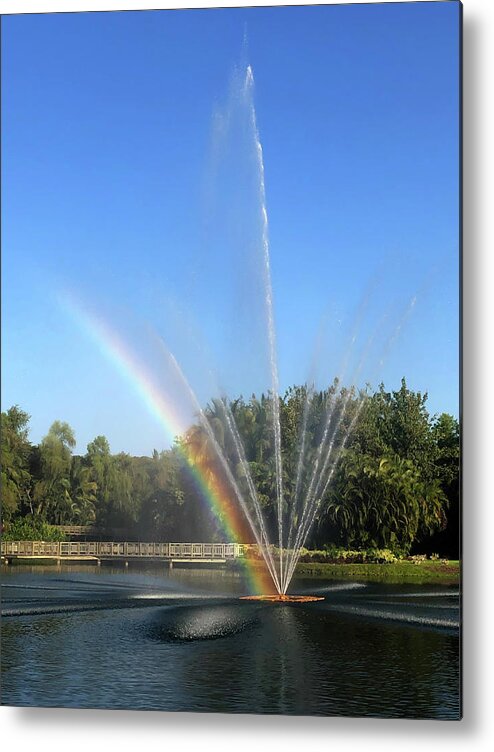 Fountain Metal Print featuring the photograph Fountain Rainbow - Portrait by Shane Bechler