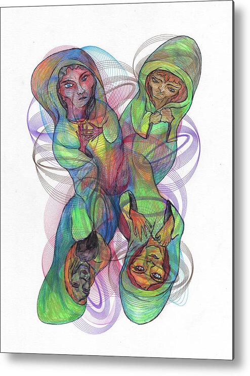 Ladies Metal Print featuring the mixed media Four Ladies by Teresamarie Yawn