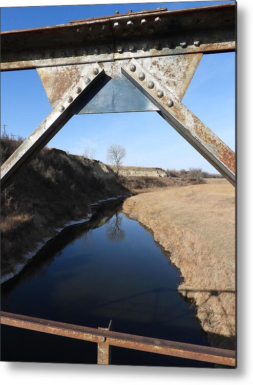 Iron Bridge Metal Print featuring the photograph Framed Tree Reflection by Amanda R Wright