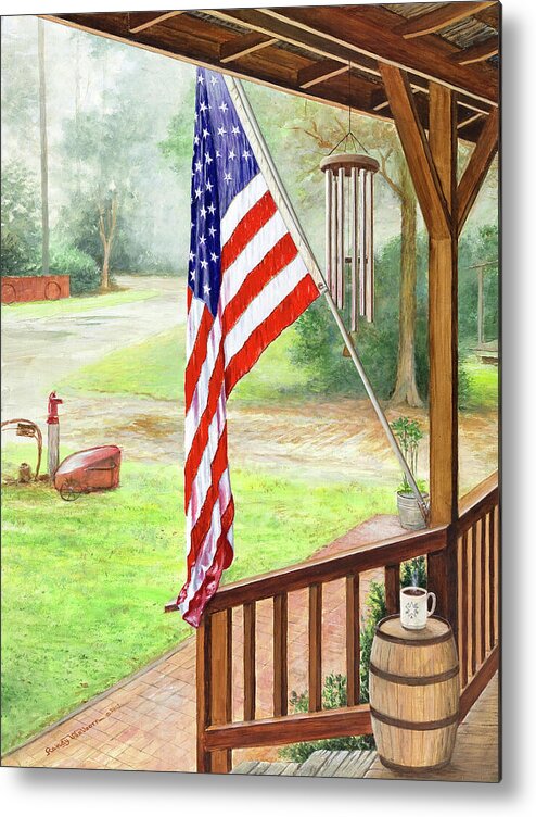Front Porch Metal Print featuring the painting Front Porch Freedom by Randy Welborn