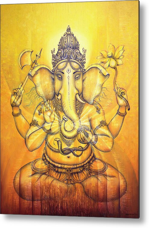 Ganesha Metal Print featuring the painting Ganesha darshan by Vrindavan Das