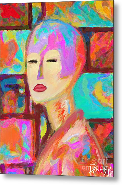 Girl Metal Print featuring the digital art Girl with colorful hair by Doron B