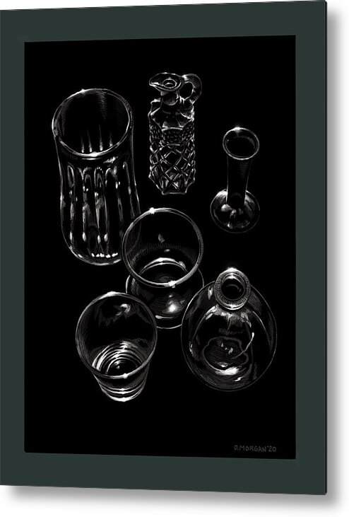 Black Metal Print featuring the digital art Glassware 1 by Don Morgan