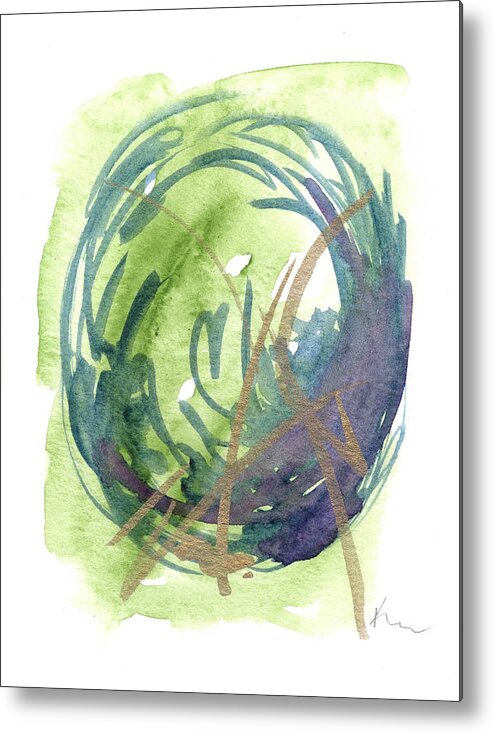 Green Metal Print featuring the painting Greeting Card 10 by Katrina Nixon