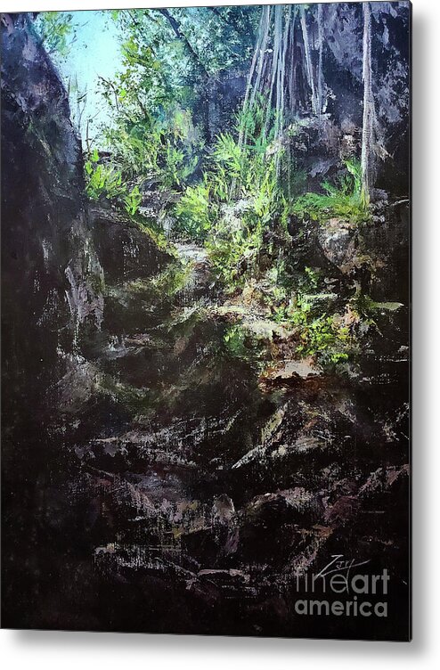 Cave Metal Print featuring the painting Guam Cave Enlightenment by Zan Savage
