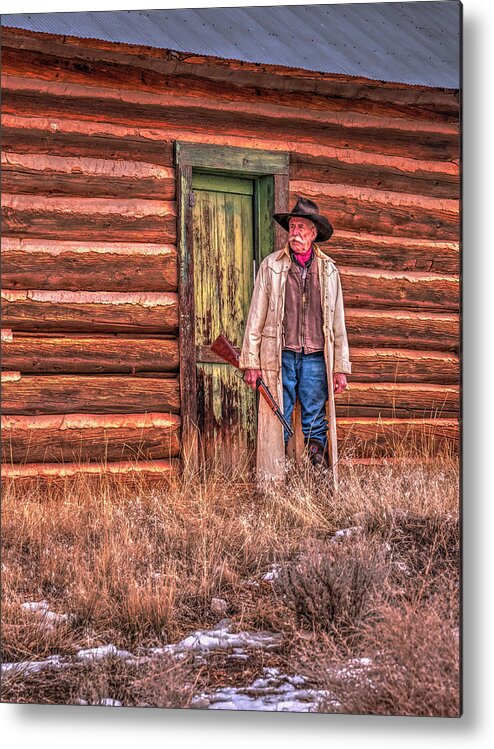 Cowboy Metal Print featuring the photograph Guarding the Homestead by Laura Hedien