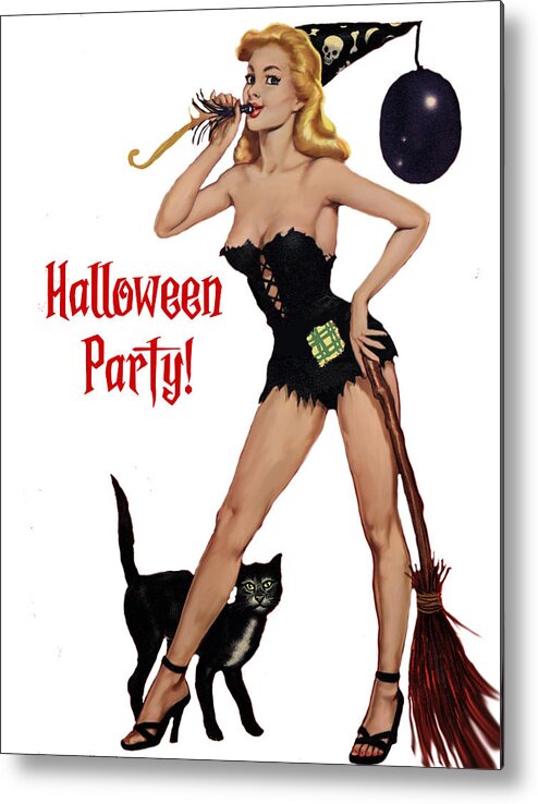 Party Metal Print featuring the digital art Halloween Party Girl by Long Shot