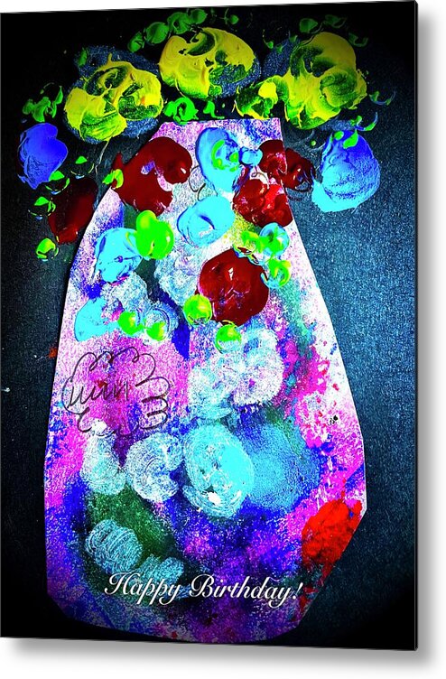 Mixed Media Metal Print featuring the painting Happy Birthday by Tommy McDonell
