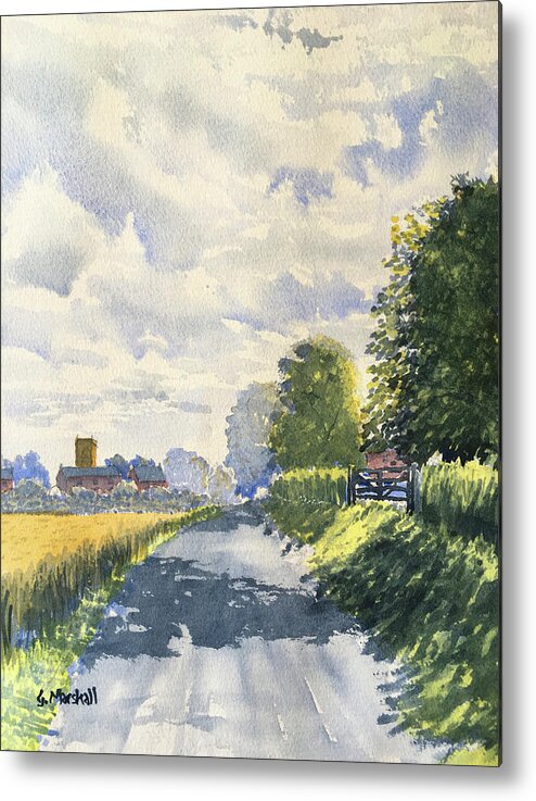 Watercolour Metal Print featuring the painting Harpham from Out Gate by Glenn Marshall