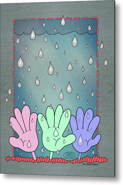 Raindrops Metal Print featuring the digital art Hello, Rain by Susan Bird Artwork