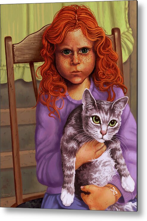 Cat Metal Print featuring the painting He's Mine by Hans Neuhart