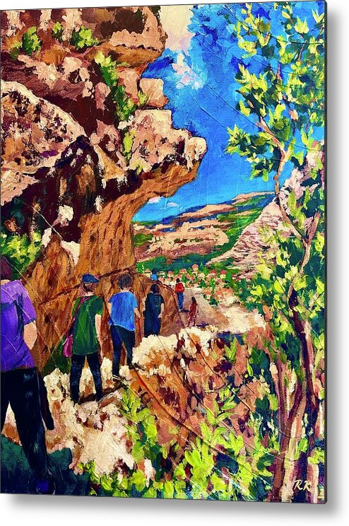 Hiking For A Cause Metal Print featuring the painting Hiking time by Ray Khalife