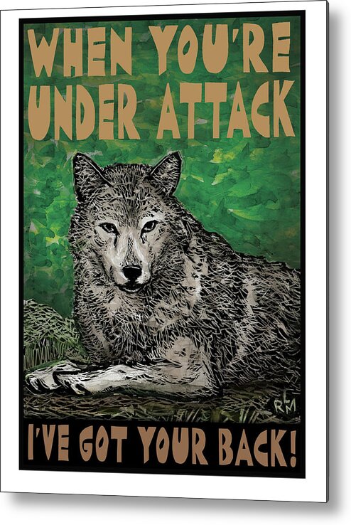 Under Attack Metal Print featuring the mixed media I've Got Your Back by Ricardo Levins Morales