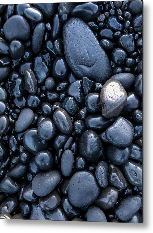 Copyright Elixir Images Metal Print featuring the photograph Icelandic Beach Rocks by Santa Fe