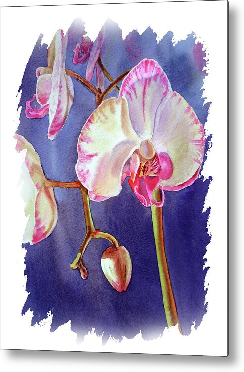 Orchid Metal Print featuring the painting Impulse Of Nature Watercolor Orchid Flower Free Brush Strokes VII by Irina Sztukowski