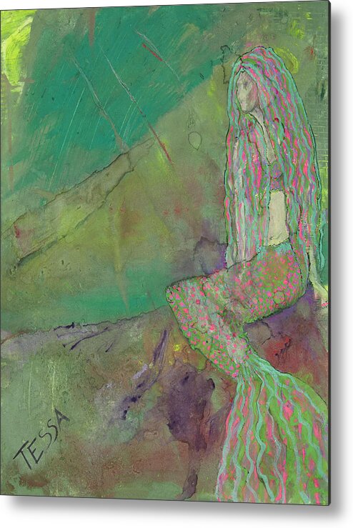 Mermaid Metal Print featuring the painting Island Time by Tessa Evette