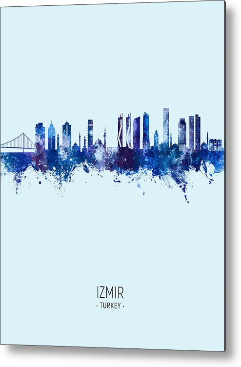 Izmir Metal Print featuring the digital art Izmir Turkey Skyline #05 by Michael Tompsett
