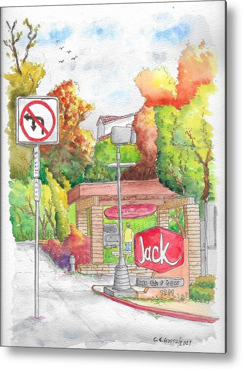 Jack In The Box Metal Print featuring the painting Jack in the Box in Laguna Beach, California by Carlos G Groppa