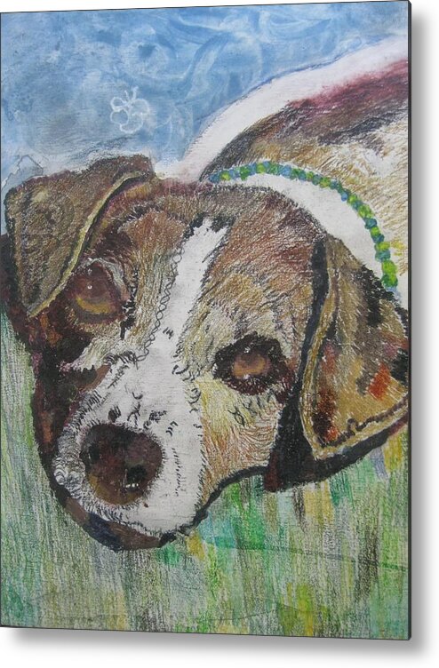 Dog Metal Print featuring the painting Jack Russel dog named Dexter by AJ Brown