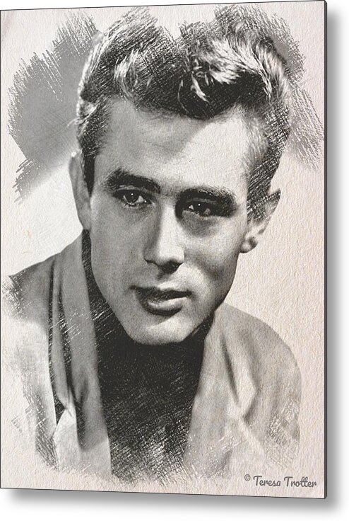 James Dean Metal Print featuring the drawing James Dean Sketch by Teresa Trotter