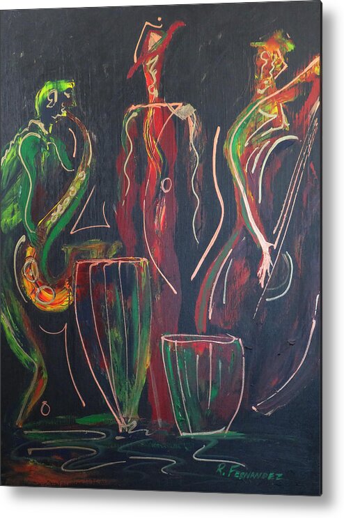 Jazz Metal Print featuring the painting Jazz Cubano 1 by Raymond Fernandez