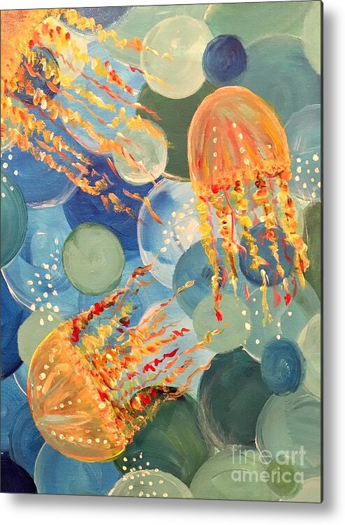 Water Metal Print featuring the painting Jellyfish by Debora Sanders