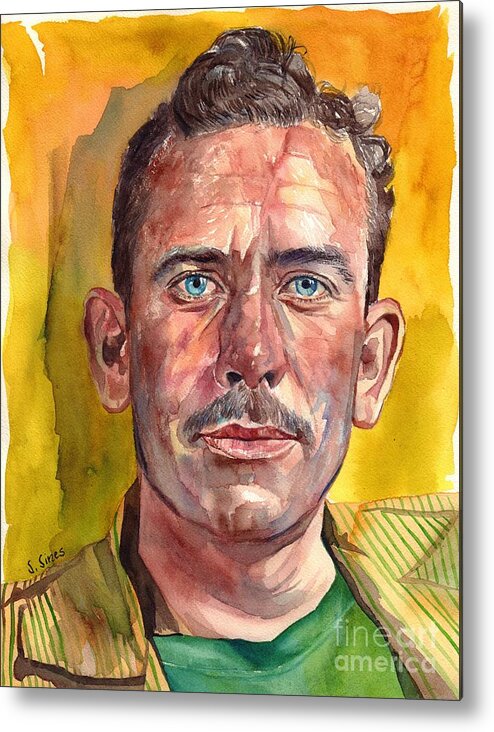 John Steinbeck Metal Print featuring the painting John Steinbeck by Suzann Sines