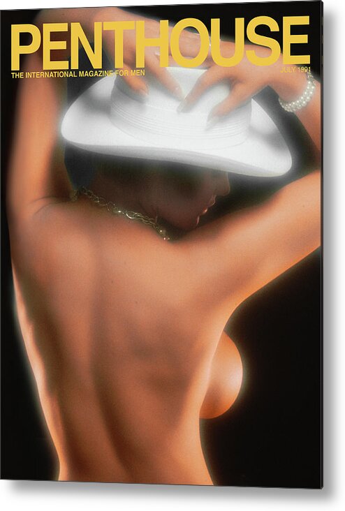 Cowgirl Hat Metal Print featuring the photograph July 1991 Penthouse Cover Featuring Lacey by Penthouse