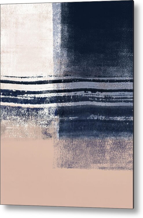 Abstract Metal Print featuring the painting Just Indigo Blush and White 1 by Menega Sabidussi