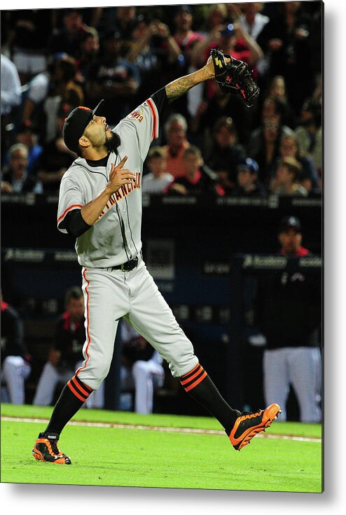 Atlanta Metal Print featuring the photograph Justin Upton and Sergio Romo by Scott Cunningham