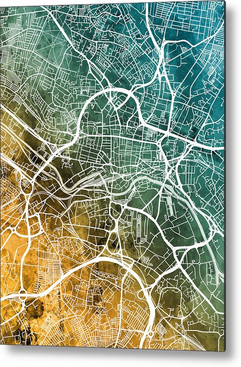 Leeds Metal Print featuring the digital art Leeds England Street Map #42 by Michael Tompsett