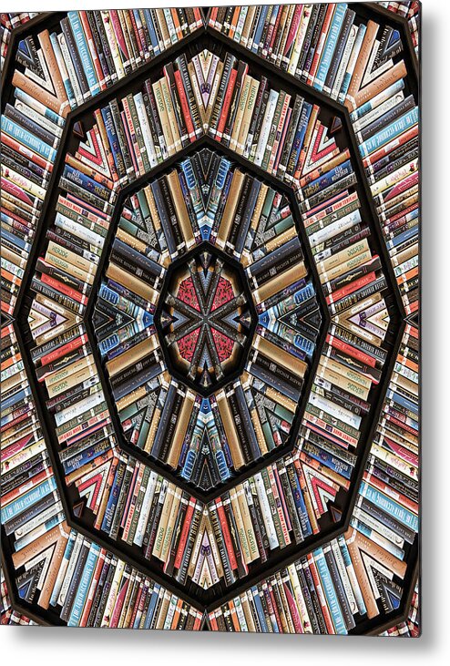 Books Metal Print featuring the photograph Library Kaleidoscope by Minnie Gallman