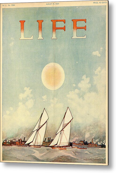 Boats Metal Print featuring the mixed media Life Magazine Cover, August 15, 1907 by Valentine Sandberg