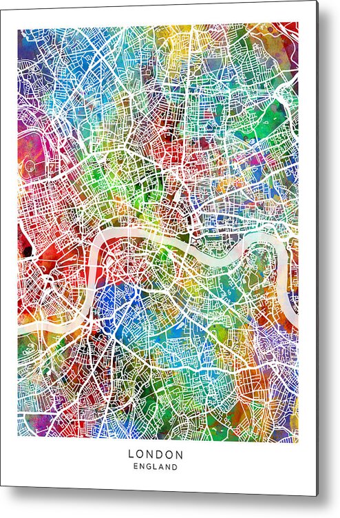 London Metal Print featuring the digital art London England Street Map #44 by Michael Tompsett