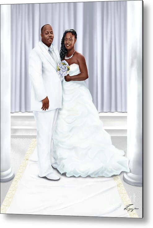 Wedding Painting Metal Print featuring the painting Lovely Trena Wedding Day A4 by Reggie Duffie