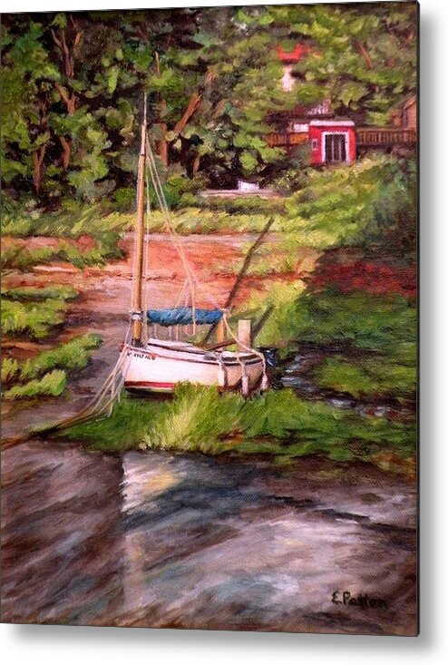 Lanes Cove Metal Print featuring the painting Low Tide, Lanes Cove by Eileen Patten Oliver