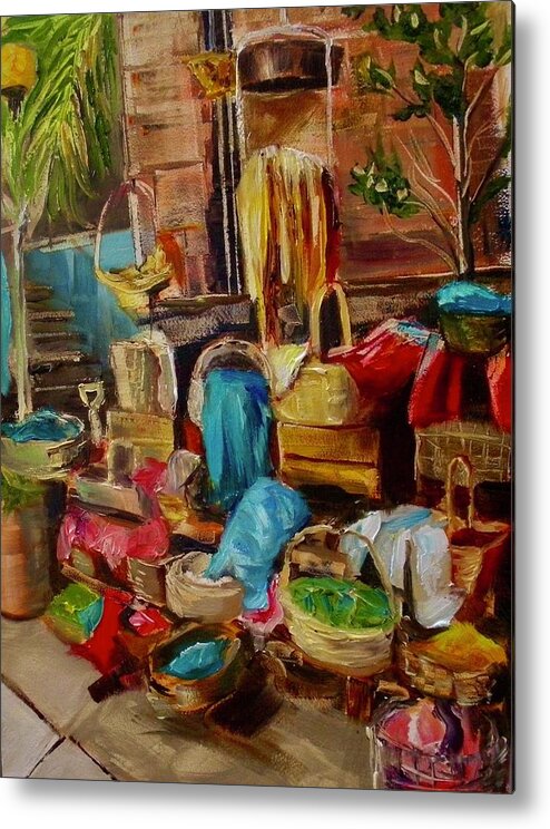 Morocco Metal Print featuring the painting Market by Lee Stockwell