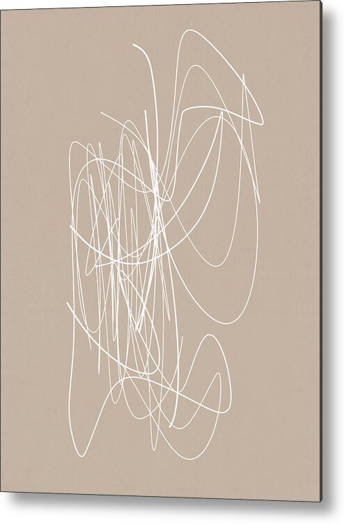 Drawing Metal Print featuring the drawing Meet You There - Abstract Minimal Line Drawing by Menega Sabidussi