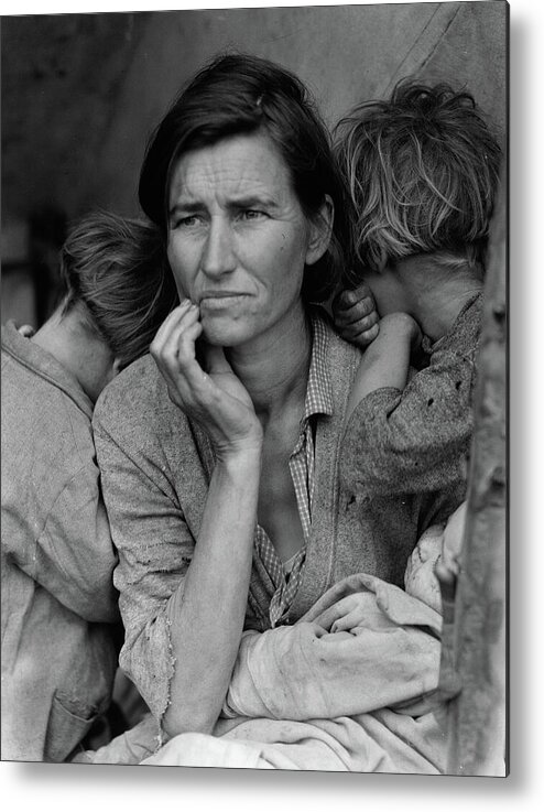 Dorothea Lange Metal Print featuring the painting Migrant Farm Worker's Family In Nipomo California, Great Depression, 1936 by Dorothea Lange