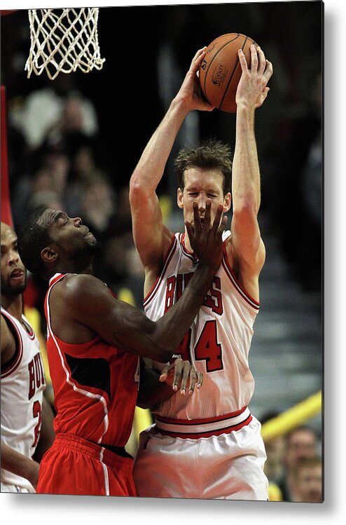 Nba Pro Basketball Metal Print featuring the photograph Mike Dunleavy and Paul Millsap by Jonathan Daniel