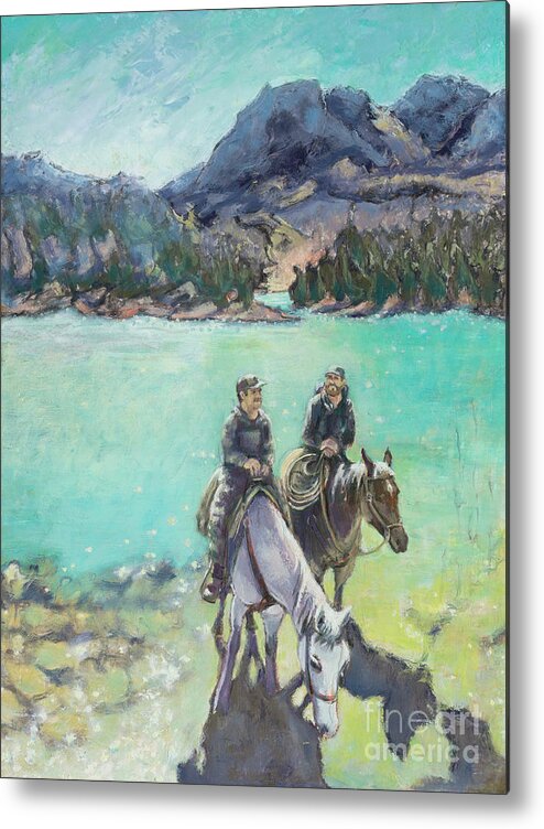 Montana Metal Print featuring the painting Montana on Horseback by PJ Kirk